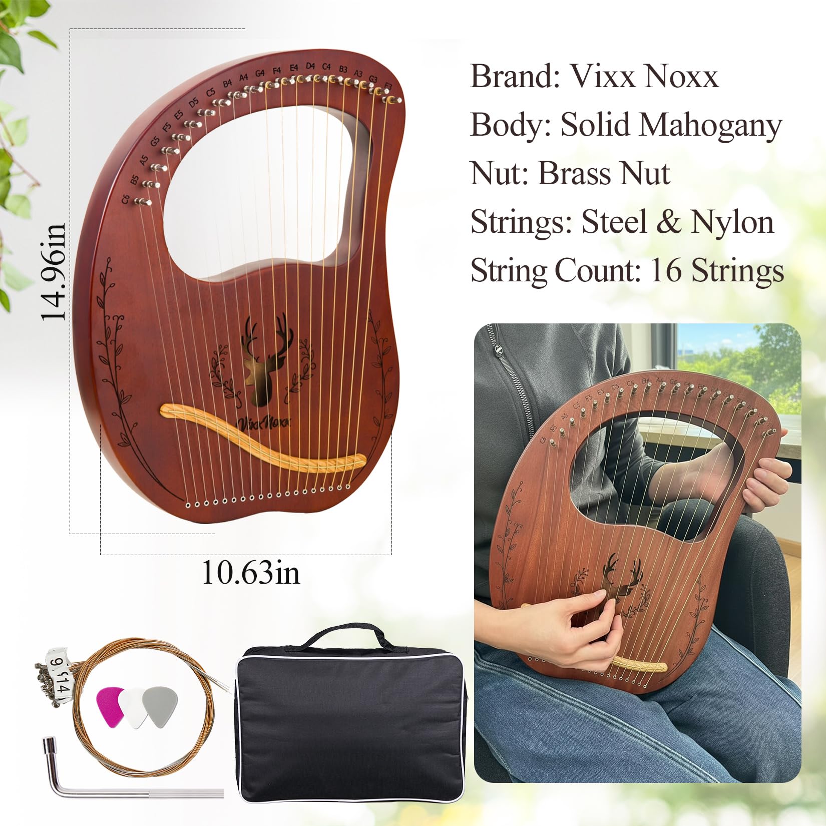 Amazon | VixxNoxx Lyre Harp、19弦マホガニーライラハープキット